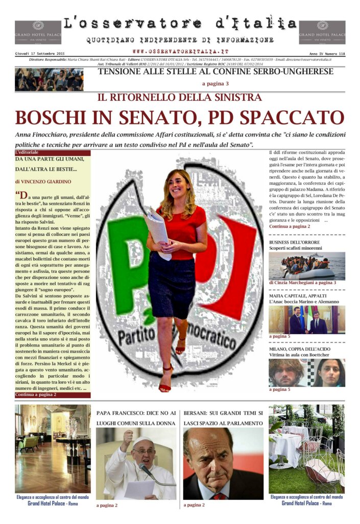 L'osservatore d'Italia edizione del 17 Settembre 2015